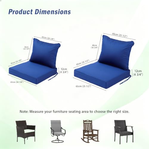 Ojtuyht 4 3/4" High Back Seat Cushion with Ties, Dining Chairs Seat Cushion Sunscreen Water Proof Removable, Replacement Cushions for Patio Garden(ligjt Grey,25 1/2" x25 1/2")