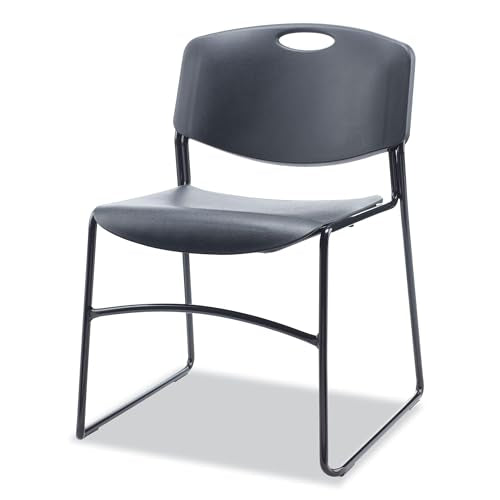 Alera alera Resin Stacking Chair, Supports up to 275 lb, 18.50" seat Height, Black seat, Black Back, Black Base, 4/Carton