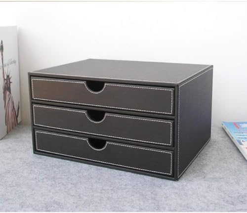 JDXQBLD Office Filing Storage File Cabinets Office Desktop Cabinet Paper Sorter Cupboard 3 Drawers 330 * 250 * 180,Black