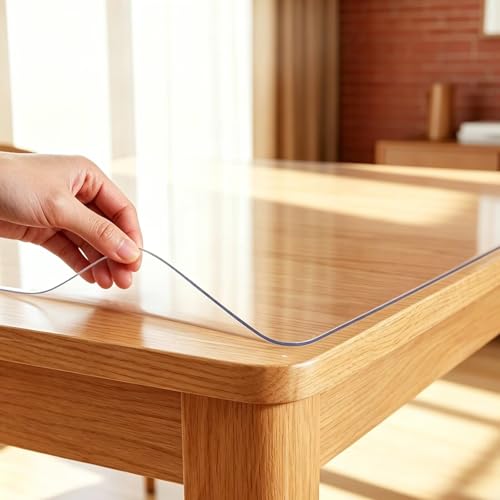 Transparent 42x82 in Small Office Desk Blotter Mat Clear Plastic Table Protector Cover Pad PVC Topper Surface Proection Mat Pad Anti Scratch Table Mat Glass End Table Protector Waterproof Easy Clean