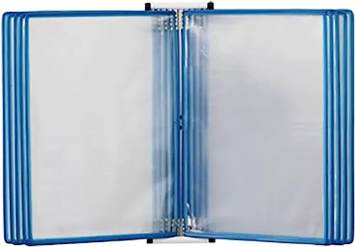QTNLFCKVZ A4 wall mounted document holder, A4 Wall Hanging Display Book, 10 Pockets Presentation Project Folder for Files(Blue)