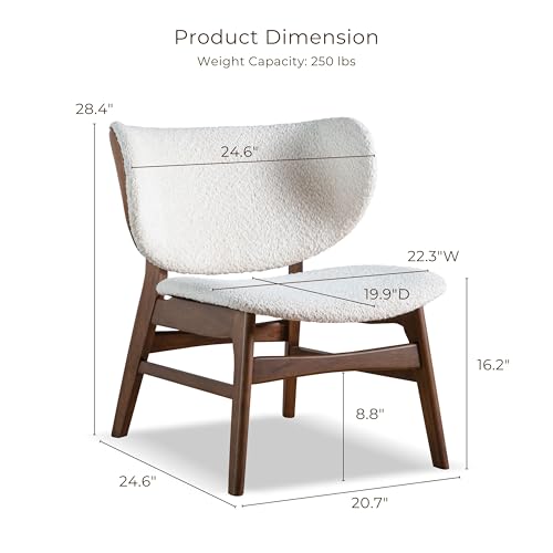 Furniture of America Lucian Mid-Century Modern Solid Wood 2 Piece Brown Round Side Table Set with Upholstered Chair, Easy Assembly, for Home, Office, Living Room, Walnut