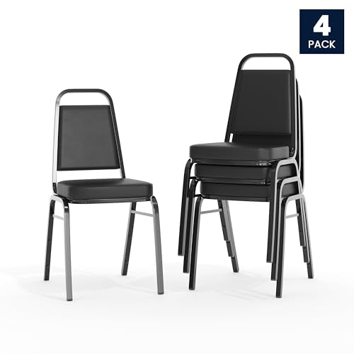 Flash Furniture Hercules Vinyl Banquet Chair, Black, 4-Pack