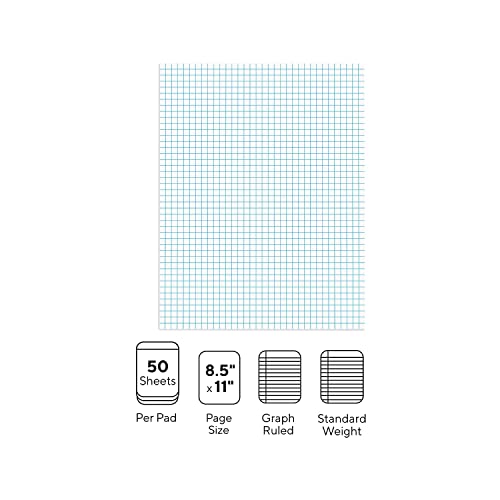 Staples Graph Pads, 8.5x11 Inch, Graph Ruled, White, 6-Pack