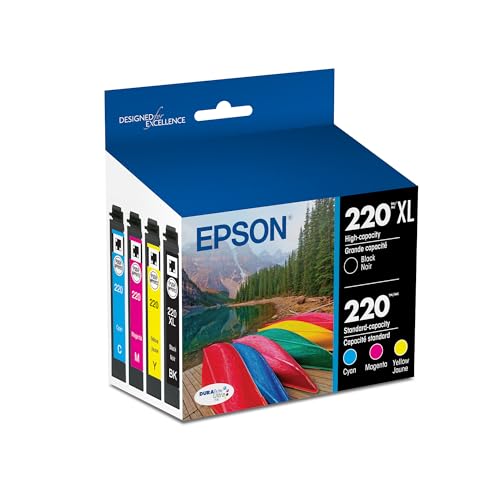 Epson 220 Genuine Ink Cartridge XL Black and Standard Color Combo Pack