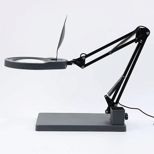 HBCDAAQ Illuminated Magnifier LED Magnifying Glass for Soldering Iron Repair/Table Lamp/Skincare Beauty(D)
