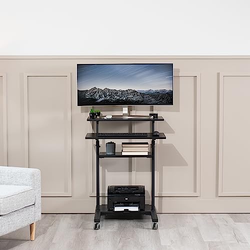 VIVO Black Mobile 28 inch Standing Desk Workstation, CART-V02DB