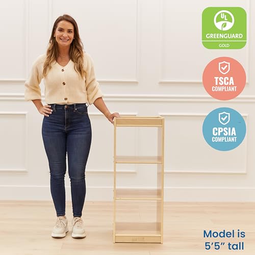 ECR4Kids 3-Cube Double-Sided Vertical Storage Organizer, Classroom Furniture, Natural