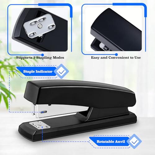 Gabotrie 10 Pcs Staplers, Metal Desktop Staplers, Black
