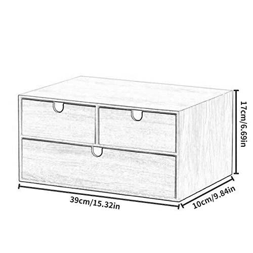 EliteBloom Desktop Storage Box with Drawers - Desktop File Cabinet, Vintage Organization and Storage Chests Set, Wooden Desk Organizers and Accessories, Stackable Storage Drawers,B-2 Layers