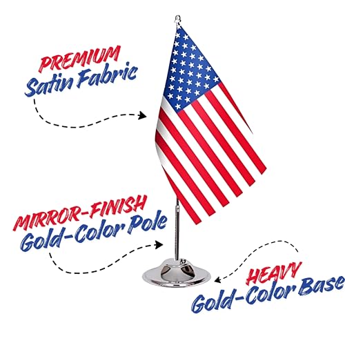 25-Pack USA Desk Flags - 6x9 Satin, Chrome Pole & Base, Office