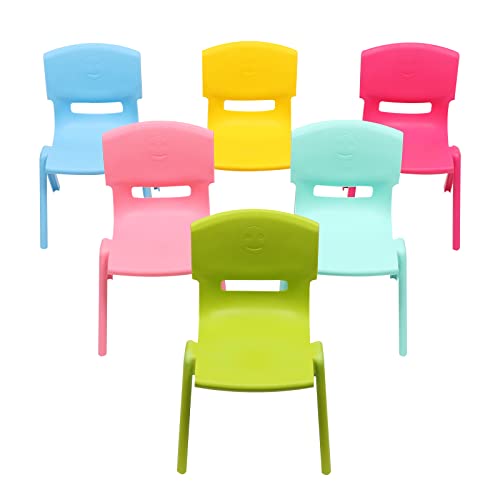 6-Pack Stackable Chairs Plastic School Chairs for Classroom, Daycare, Home – Lightweight, Easy Clean, Ergonomic (Multi-Color B)