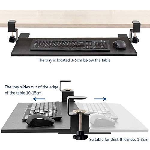 AUGUSE Keyboard Tray Drawer, Keyboard Platform Tray Steady Clamp On Keyboard Shelf No Need to Drill Into Desk Retractable to Slide Under Desktop for Home Or Office