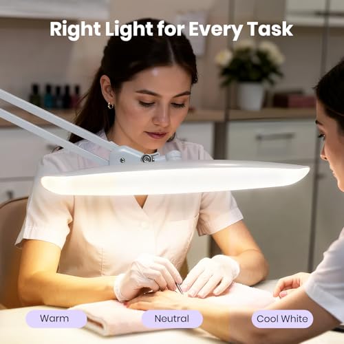 Neatfi LED Desk Lamp with Base, 2200 Lumens, CCT, 20-Inch Wide Head (White)