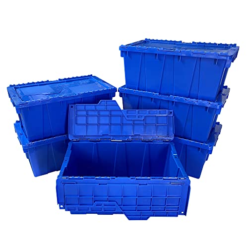 UOFFICE 6 Pack Storage Crate, Blue Container Tote 20"x12"x8", Blue Crates, Plastic Storage Crates, Storage Plastic Crates, Household Crates, Storage Crate, Packing Crates, Large Crates