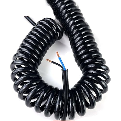 Coiled Curly Mains Flex Multicored Cable 2 Cores Telescopic Power Cord