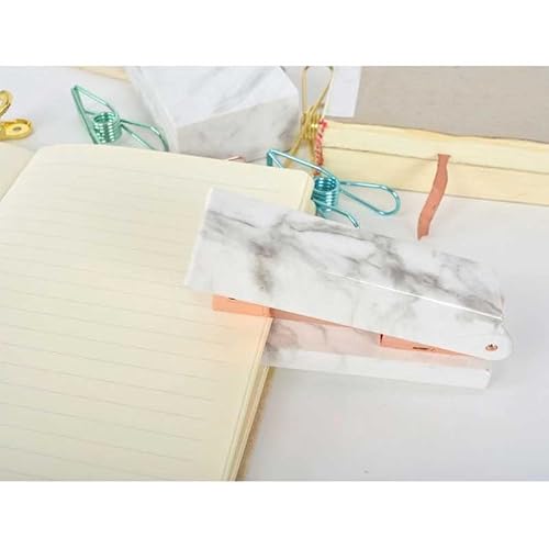 KLJUHGTR Marble Pattern Stapler Desktop Spring Powered for Home Office Binding Supplies