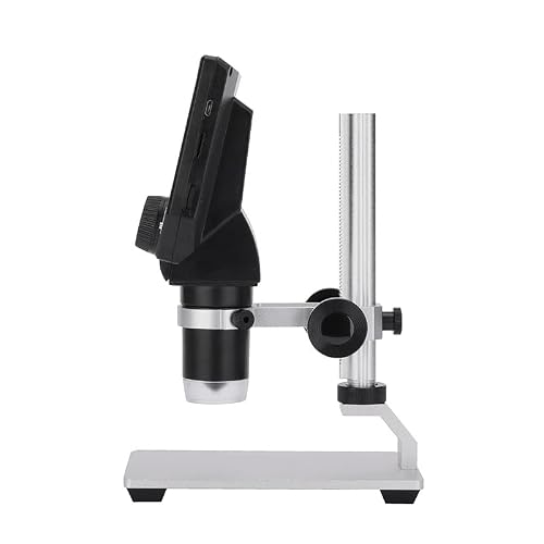 Microscope Accessories Kit G1000 Professional Digital Electron Microscope 4.3 Inch Large Base LCD Display 8MP 1-1000X Magnifier Microscope Slides(Metal)