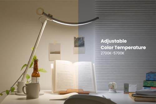 BenQ Genie e-Reading Desk Lamp - Bright Lighting for Small Workspace, Dimmable with 13 Color Modes, Auto-dimming, Eye-Caring Lamp for Home Office, Reading, Study, Craft, Matte Gold