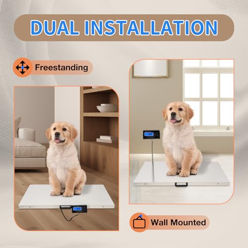 mignonnememe 660lbs Livestock Scale Shipping Scales Large Platform 40.7" x 20.86" Stainless Steel Vet Animal Scale Electronic Postal Shipping Scale for Packages/Dog/Postage/Luggage, Silver