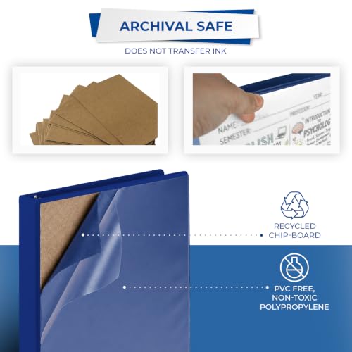 Samsill Durable 1 inch 3 Ring Binder, D Ring Binder, 100% Recycled Chipboard, Blue, 12 Pack