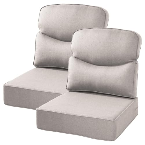 6 in Extra Thick Indoor Outdoor Patio Seat Cushions & Back Pillow Set of 2