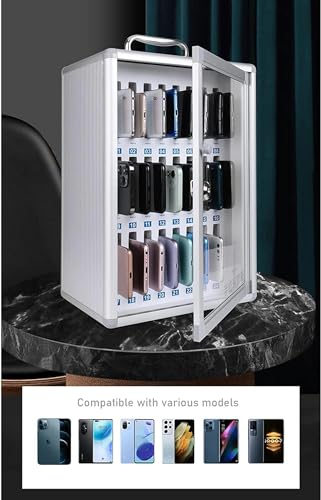CZHIXG Wall-Mounted Stainless Steel Cell Phones Storage Cabinet Pocket Chart Storage Locker Box with Handle and Security Lock for Classroom Office (24 Slots)-1