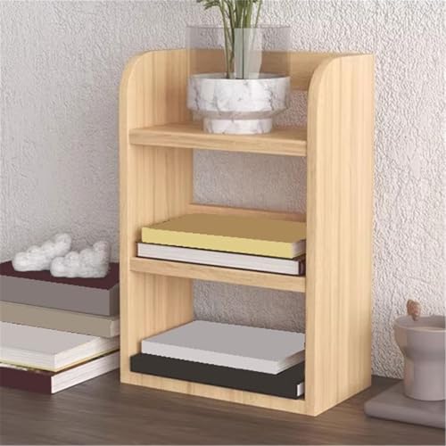 Bookcase Storage Rack Desktop Multipurpose Wooden Bookshelf Stand 3-Tier Simple Storage Rack for Office Home Book Shelf(Large)