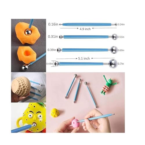 QVEZPRYX Clay Tools Set 19 Carving Ceramic Silicone Spot Drill Pen Indentation