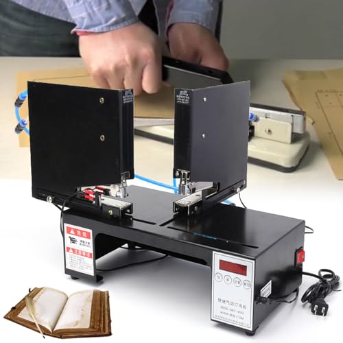 0.95-13.8in CNC Pneumatic Stapler, 100mm Electric L Type Dual Head Rapid Binding Machine, with Yield Counter&Pop-up Nail Slot, 35 Sheets/70g Paper Thickness, for Printing Houses, Offices, Publishers