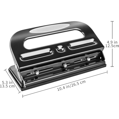 Peirushg 3-Hole Punch with Adjustable Holes for Pre-Punched Paper Sheets