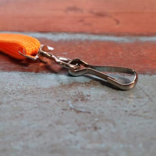 Specialist ID Bulk 100 Pack Non Breakaway Lanyards with Swivel J Hook - Flat Braid Woven Non-Breakaway Badge Holder for School, Work, & Events (Orange)