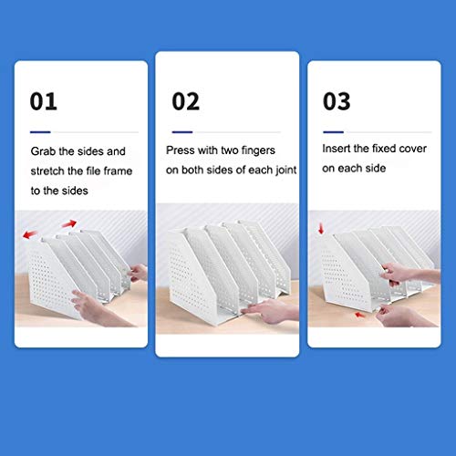 EliteBloom File Magazine Folder Holder Folding File Rack Stretchable Desktop Organizer File Storage Manager for Home and Office Dark Gray and Light Gray File Organizer File Organizer (Color : B) (F)