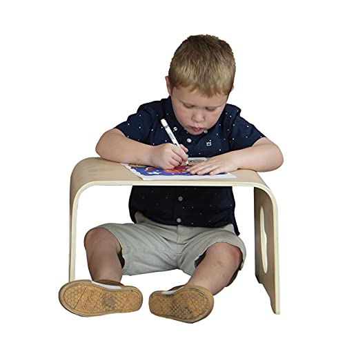 RRI Goods 18" W Floor Table, Portable Lap Desk for Kids, Wooden Activity Bed Table, Natural