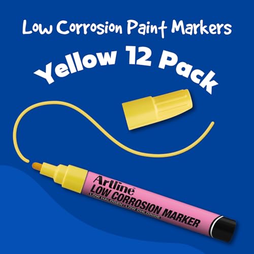 Artline Low Corrosion Paint Markers, 2.3mm, Yellow 12 Pack