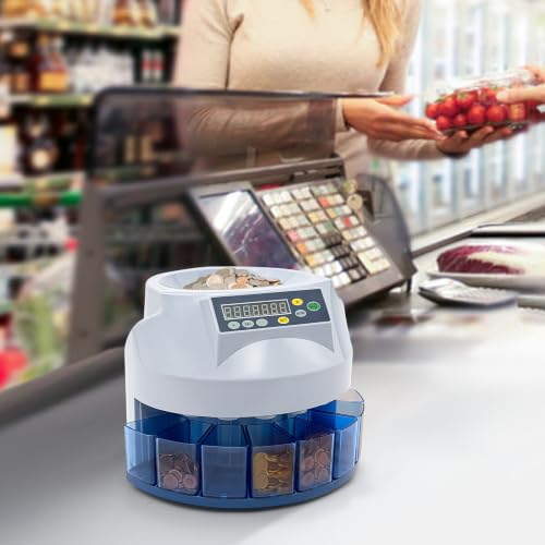 Coin Counter Machine, 330 Coins/Min Electric Coin Sorter with LCD Display
