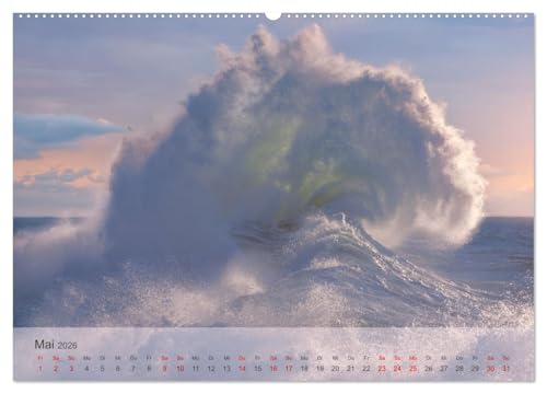 Wellen Concert (High-Quality Premium Wall Calendar 2026 DIN A2 Landscape), Art Print in High Gloss, Waves at Sea Storms in the Mediterranean Sea