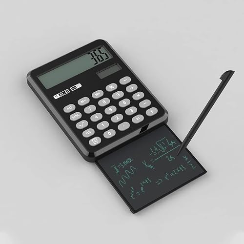 QERTYHJK Handwriting Board Calculator Pull-Out 12-Digit Solar Power Supply Compact Portable Large-Screen