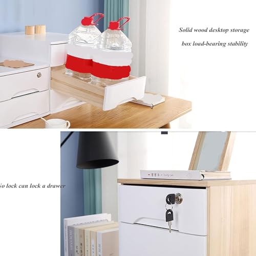 Drawer Organizers Desktop Storage Box With Drawers, Desktop Storage Box With Lockable Drawers, Office Supplies A4 Receipt File Organizer(Size:3 drawer,Color:A)