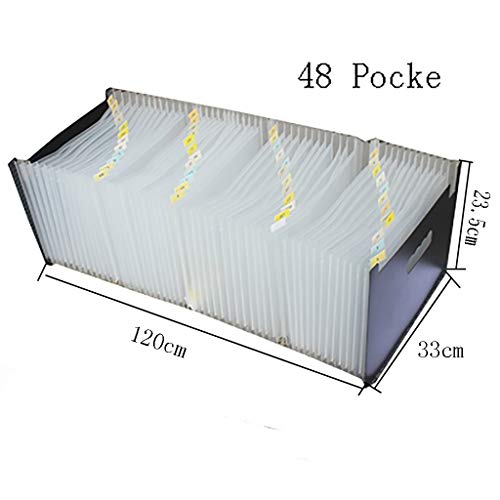 Expanding File Folder with Lid, Expandable Filing Organizer, 13/24/37/48/60/72 Pockets Accordion Wallet Folder Portfolio with Tags for A4 and Letter Size Paper, Documents Folder (Size : 48 Pocke)