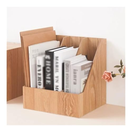 UWYTGF File Rack File Holder 3 Vertical Compartments Magazine File Holder,Desk Organizer Document Folder,Natural