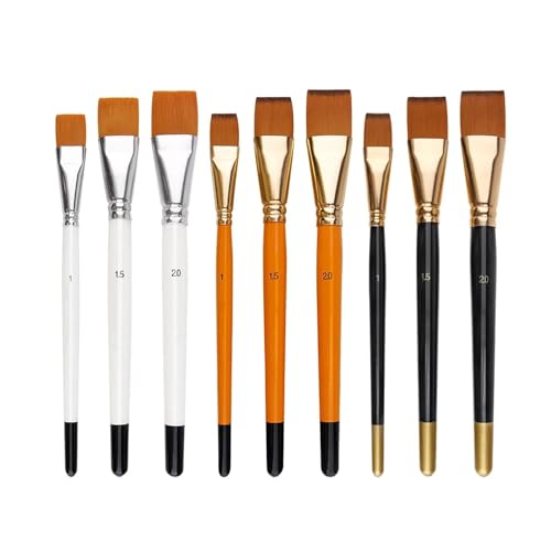 BoBoHui New Oil Painting Brush 3pcs Big Flat Head 3color Short Rod Set Nylon Hair Painting Watercolor Brush Student Acrylic Art Supplies(Orange)