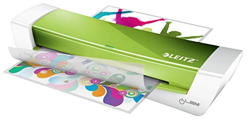 Leitz A4 Laminator, for 80 to 125 mic Laminating Pouches, Includes Laminating Pouches Starter Kit, Ideal for Use in Home Office, Small Offices & School, Green, iLAM, Wow, 73680054
