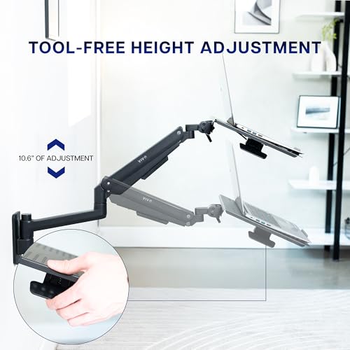 VIVO Black Pneumatic Arm 14 x 12 in Laptop Tray Wall Mount, MOUNT-KB35L