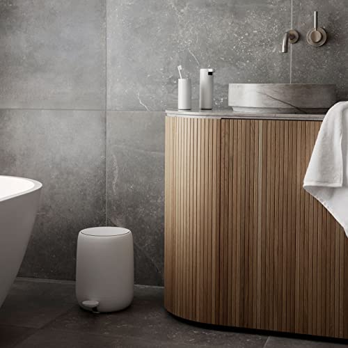 blomus SONO Bathroom Step Trash Can, Tan, 1.2 Gallon