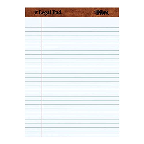 TOPS 7533 Legal Pads,Legal Ruled,8-1/2-Inch x11-3/4-Inch,50Sht,12Pack/DZ,CA