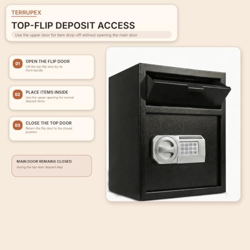 TERRUPEX Depository Safe with Drop Slot, Digital Keypad, 3 Locking Bolts