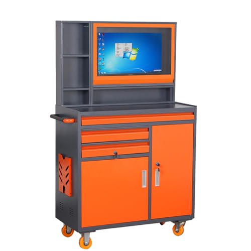 LYREIGN Heavy Duty Industrial Computer Cabinet, Movable CNC Computer Tool Cabinet, Large Industrial PC Workbench Operating Table