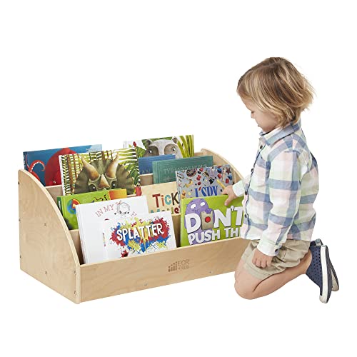 ECR4Kids 4-Shelf Toddler Book Display, Wooden Bookshelf, 30in W, Natural
