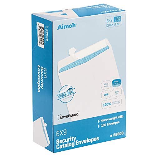 Aimoh 6x9 White Envelopes, Self-Seal Security Catalog Envelopes 6x9, 500 Ct